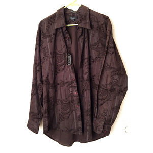 Men's Cotton Casual Embroidered button down, Large